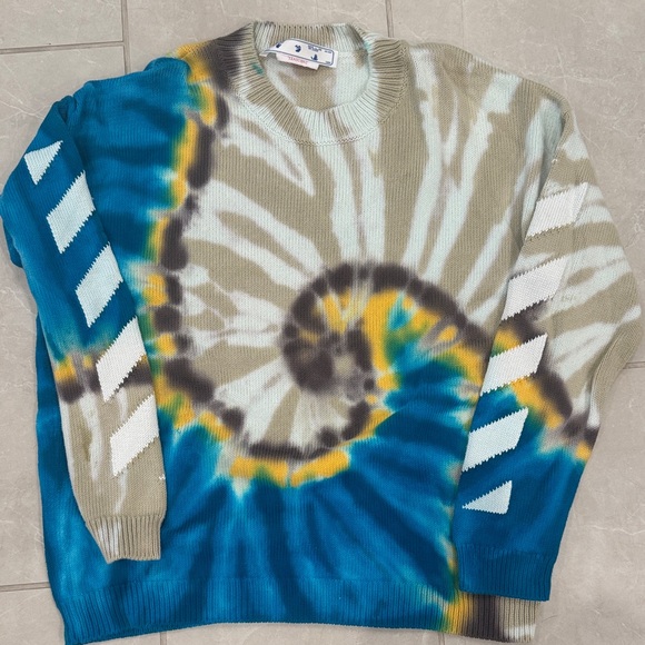 Off White- Tie-Dye Sweater Blue and Gray - Main Image